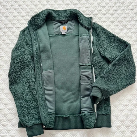 Carhartt Women's High Pile Sherpa Fleece Full Zip Jacket Blue Green Teal Size S - Picture 6 of 16